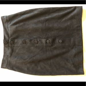 H&M Black Faux Suede Button Down Pencil Skirt High Waist Rise Size 8 New